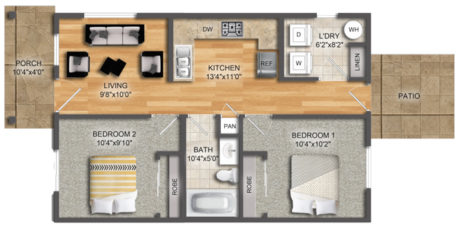 One Bedroom Floorplan